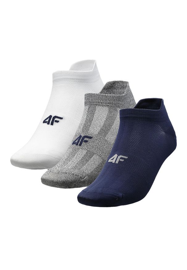 4f - Skarpetki Do Kostek Męskie H4L21 3pak. Kolor: szary, niebieski, wielokolorowy, biały. Sport: turystyka piesza