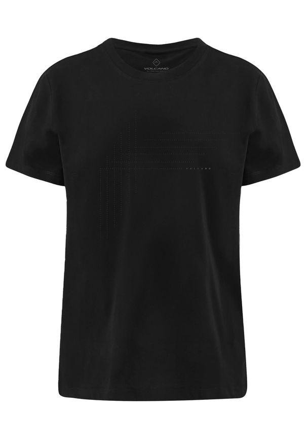 Volcano - Koszulka z dżetami T-MONIC. Okazja: na co dzień. Materiał: bawełna, jeans, elastan, materiał. Długość: krótkie. Wzór: nadruk, geometria. Styl: klasyczny, casual, elegancki