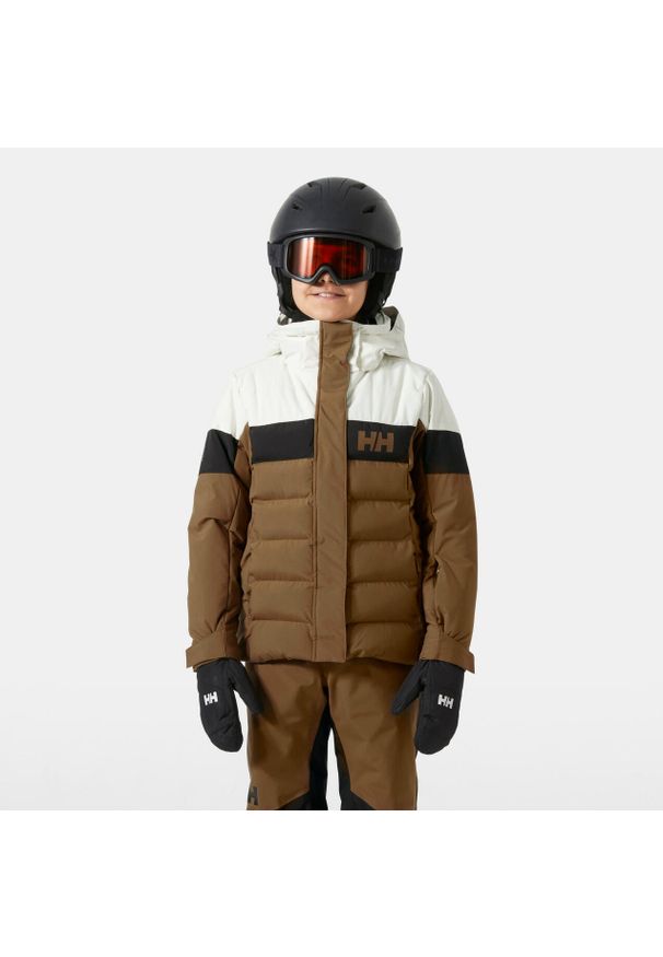 Dziecięca kurtka puchowa Helly Hansen Awe. Kolor: wielokolorowy, beżowy, brązowy. Materiał: puch. Sezon: zima. Sport: narciarstwo