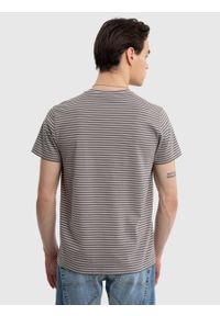 Big-Star - Koszulka męska bawełniana w paski z kieszonka na piersi szara Erricer 901. Okazja: na co dzień. Kolor: szary. Materiał: bawełna. Wzór: paski. Styl: casual, klasyczny #5