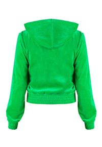 CHAOS BY MARTA BOLIGLOVA - Zielona bluza welurowa z logo GOTHIC. Kolor: zielony. Materiał: welur. Wzór: aplikacja