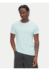 Tommy Jeans T-Shirt DM0DM04411 Zielony Slim Fit. Kolor: zielony. Materiał: bawełna