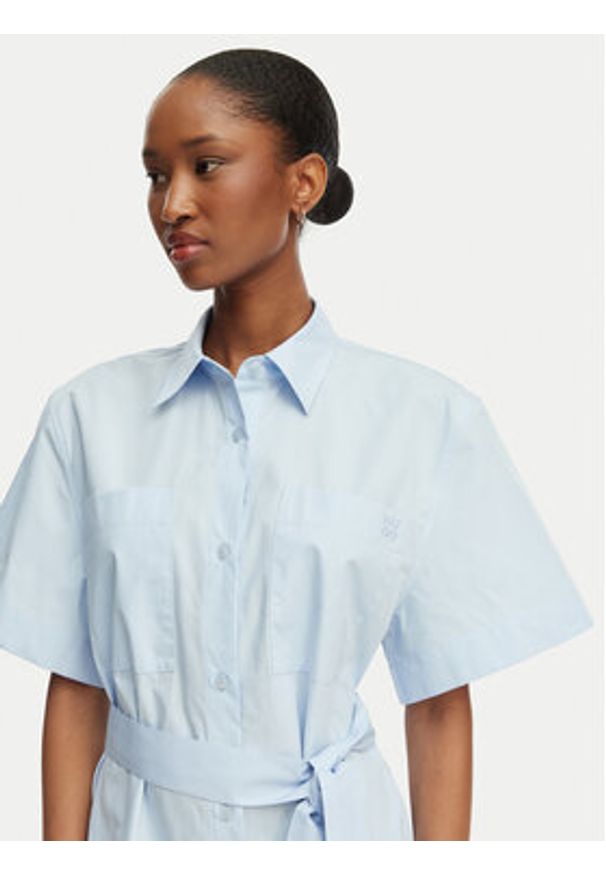 Hugo - HUGO Sukienka koszulowa Kinime 50559480 Niebieski jasny Regular Fit. Kolor: niebieski. Materiał: bawełna. Typ sukienki: koszulowe