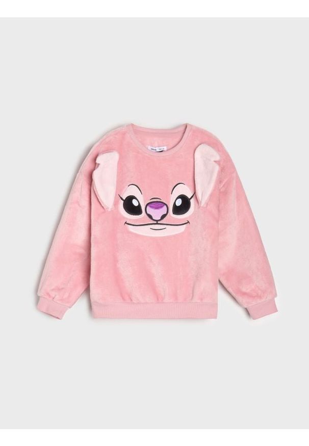 Sinsay - Bluza crewneck z haftem Stitch - różowy. Kolor: różowy. Wzór: haft