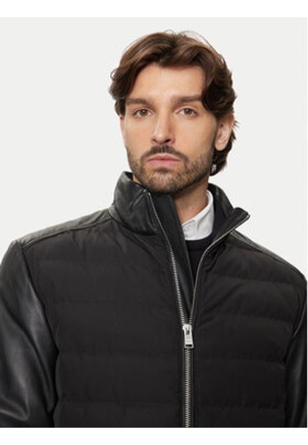 BOSS Kurtka skórzana C-Mersino 50518724 Czarny Regular Fit. Kolor: czarny. Materiał: syntetyk