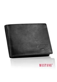 Męski Skórzany Portfel Czarny Premium Mustang Denimo High Wallet. Kolor: czarny. Materiał: skóra #1