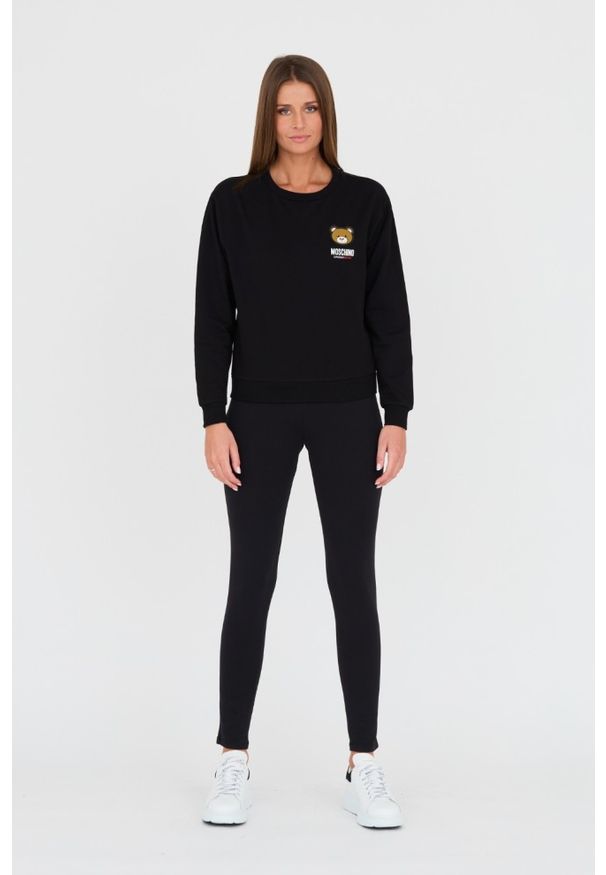 MOSCHINO Czarna damska bluza z misiem, Rozmiar L. Kolor: czarny