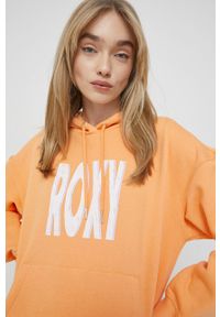 Roxy bluza damska kolor pomarańczowy z kapturem z nadrukiem. Typ kołnierza: kaptur. Kolor: pomarańczowy. Długość rękawa: długi rękaw. Długość: długie. Wzór: nadruk #5