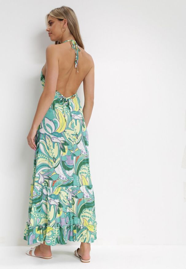 Born2be - Zielona Sukienka Hyriope. Kolor: zielony. Materiał: wiskoza. Długość rękawa: bez rękawów. Wzór: nadruk. Sezon: lato. Długość: maxi