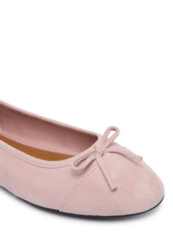 TOMMY HILFIGER - Tommy Hilfiger Baleriny Th Monogram Suede Ballerinas FW0FW09357 Różowy. Kolor: różowy. Materiał: skóra