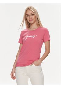 Guess T-Shirt Carrie O4RM09 KBBU1 Biały Regular Fit. Kolor: różowy, biały. Materiał: bawełna