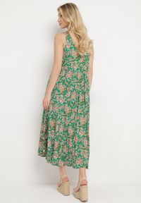 Born2be - Zielona Sukienka z Wzorem Paisley i Rozkloszowanym Dołem Biamira. Kolor: zielony. Materiał: tkanina. Wzór: paisley. Sezon: lato #5
