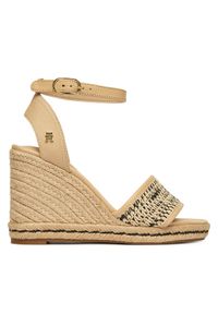 TOMMY HILFIGER - Tommy Hilfiger Espadryle High Wedge Espad FW0FW09471 Beżowy jasny. Kolor: beżowy. Materiał: syntetyk #1