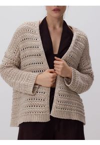 Reserved - Kardigan z bawełną - beżowy. Kolor: beżowy. Materiał: bawełna #1