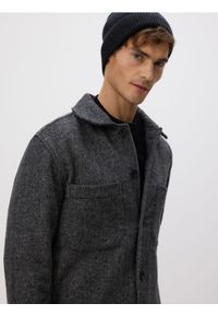 Reserved - Koszula comfort z dodatkiem wełny - ciemnoszary. Kolor: szary. Materiał: wełna #1
