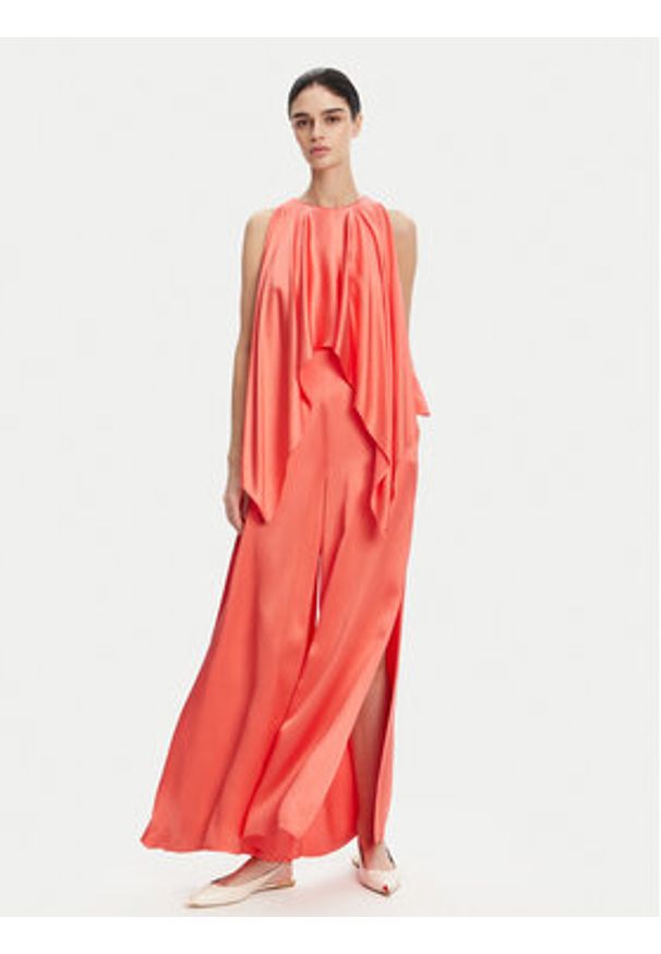 Pinko - PINKO Kombinezon 104993 A2GZ Koralowy Regular Fit. Kolor: pomarańczowy. Materiał: wiskoza
