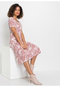 bonprix - Sukienka z dżerseju z nadrukiem. Kolor: różowy. Materiał: jersey. Wzór: nadruk #1
