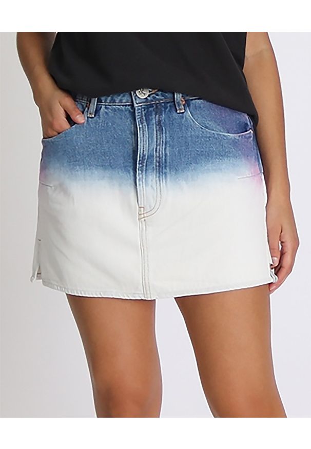 ONETEASPOON - Spódnica Dip Dye Vanguard. Kolor: biały. Materiał: jeans, bawełna. Wzór: aplikacja, nadruk
