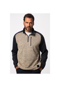 JAY-PI - Męski Półgolf outdoorowy dzianina polarowa kołnierz z zamkiem. Kolekcja: plus size. Kolor: niebieski. Materiał: poliester, materiał