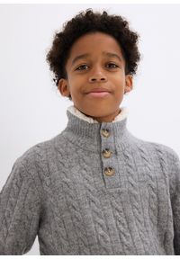 bonprix - Sweter ze stójką. Typ kołnierza: kołnierzyk stójkowy. Kolor: szary #3