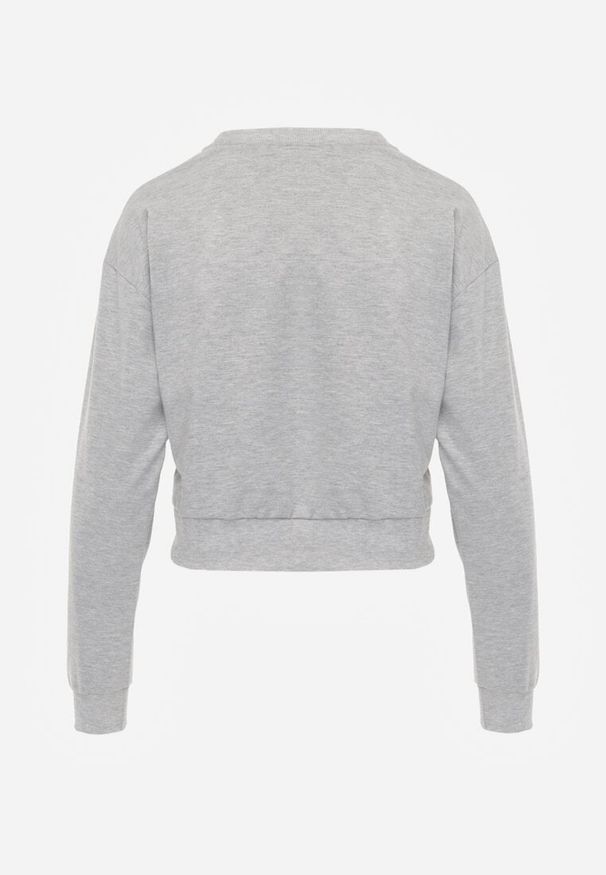 Renee - Jasnoszara Bluza z Bawełną ze Ściągaczami przy Rękawach i w Pasie Alberia. Kolor: szary. Materiał: bawełna