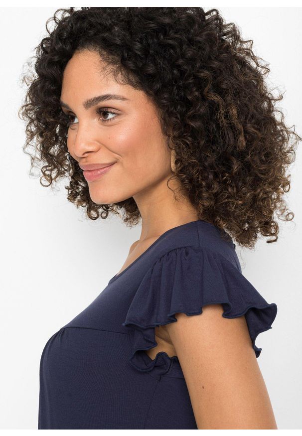 bonprix - Sukienka midi z wiskozy. Kolor: niebieski. Materiał: wiskoza. Długość: midi