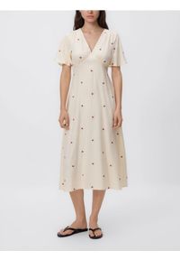 Reserved - Sukienka midi z lyocellem - jasnożółty. Kolor: żółty. Materiał: wiskoza. Długość: midi #1