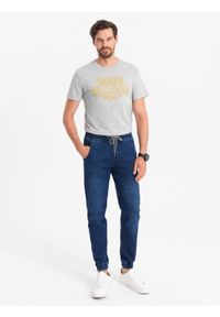 Ombre Clothing - Spodnie męskie jeansowe joggery - niebieskie OM-PADJ-0106 - XXL. Kolor: niebieski. Materiał: jeans