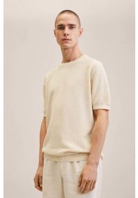 Mango Man t-shirt bawełniany Goya kolor biały gładki. Okazja: na co dzień. Kolor: biały. Materiał: bawełna. Wzór: gładki. Styl: casual