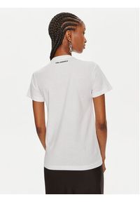 Karl Lagerfeld - KARL LAGERFELD T-Shirt Ikonik 2.0 230W1772 Biały Regular Fit. Typ kołnierza: dekolt w karo. Kolor: biały. Materiał: bawełna #4