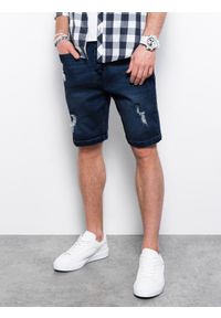 Ombre Clothing - Krótkie spodenki męskie jeansowe - jeans W311 - XXL. Materiał: jeans. Długość: krótkie. Sezon: lato