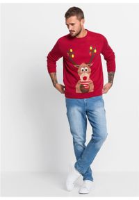 Sweter męski z bożonarodzeniowym motywem bonprix ciemnoczerwony. Kolor: czerwony #3