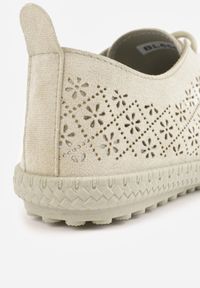 Born2be - Zielone Tenisówki z Ażurową Cholewką Tidella. Okazja: na co dzień. Kolor: zielony. Materiał: jeans. Szerokość cholewki: normalna. Wzór: ażurowy. Styl: casual #5