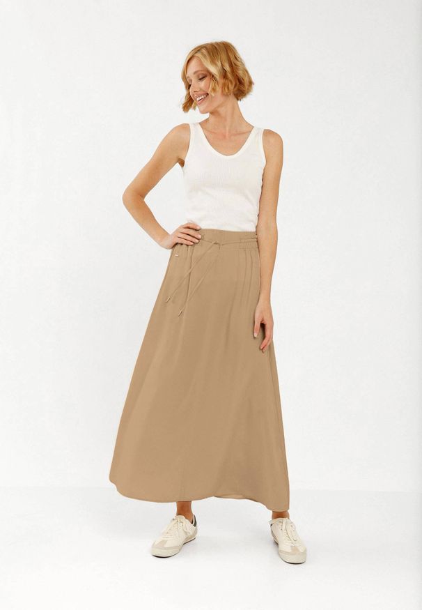 Volcano - Długa spódnica letnia G-MIGELIA. Materiał: skóra, wiskoza, materiał. Długość: długie. Wzór: gładki. Sezon: lato