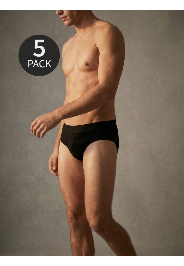 Sinsay - Majtki slipy 5 pack - czarny. Kolor: czarny