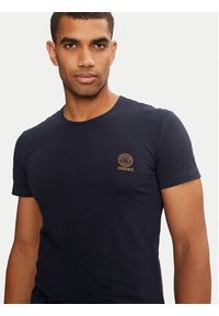 VERSACE - Versace T-Shirt AUU01005 1A1001 Granatowy Regular Fit. Kolor: niebieski. Materiał: bawełna