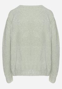 Born2be - Jasnozielony Sweter z Wiskozą Ozdobiony Tłoczeniem Zerini. Okazja: na co dzień. Kolor: zielony. Materiał: wiskoza. Wzór: aplikacja. Styl: casual, elegancki #3