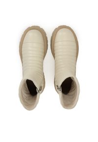 Kazar - Beżowe trzewiki ze skóry z efektownym przeszyciem na cholewce. Kolor: beżowy. Materiał: skóra. Szerokość cholewki: normalna. Wzór: aplikacja. Sezon: jesień. Styl: klasyczny #3