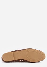 Born2be - Brązowe Ażurowe Balerinki z Imitacji Plecionki z Paskiem Naeraea. Okazja: na co dzień. Zapięcie: pasek. Kolor: brązowy. Materiał: len. Wzór: ażurowy. Sezon: wiosna, lato. Styl: casual, klasyczny #7