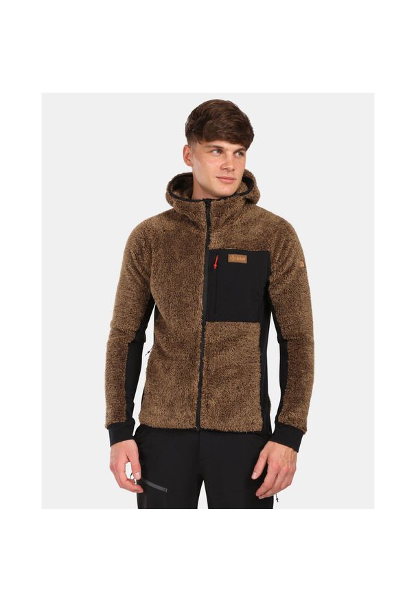 Męska polarowa bluza z kapturem Kilpi NORKA-M. Typ kołnierza: kaptur. Kolor: brązowy. Materiał: polar. Sport: turystyka piesza