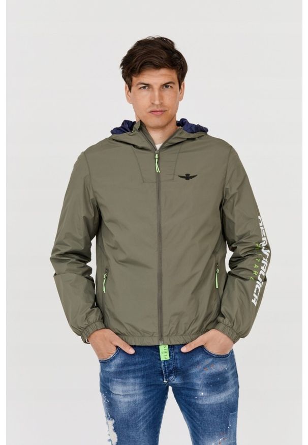 Aeronautica Militare - AERONAUTICA MILITARE Kurtka męska zielona, Rozmiar 56. Typ kołnierza: kaptur. Kolor: zielony