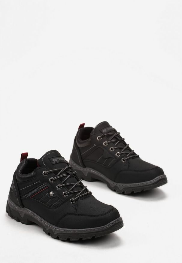 Born2be - Czarne Buty Trekkingowe ze Sznurowaniem Gometti. Wysokość cholewki: przed kostkę. Nosek buta: okrągły. Kolor: czarny. Szerokość cholewki: normalna. Obcas: na płaskiej podeszwie