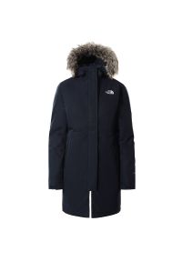 Kurtka The North Face Zaneck 0A4M8YH2G1 - granatowa. Typ kołnierza: kaptur. Kolor: niebieski. Materiał: futro, syntetyk, poliester. Wzór: aplikacja. Sezon: zima. Styl: elegancki