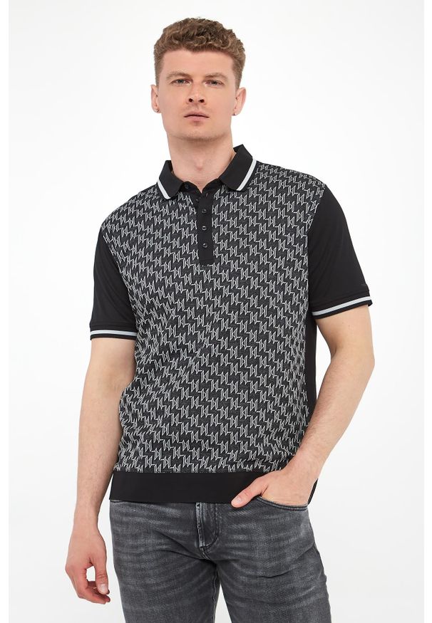 Karl Lagerfeld - Polo męskie z nadrukiem logo KARL LAGERFELD. Typ kołnierza: polo. Wzór: nadruk