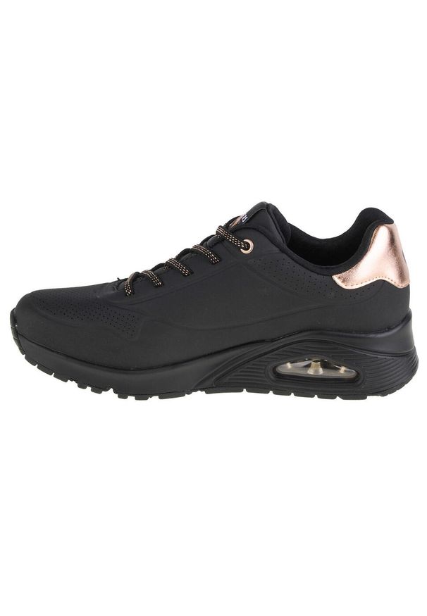 skechers - Buty do chodzenia damskie Skechers Uno Shimmer Away. Kolor: czarny. Materiał: guma, syntetyk, tkanina, materiał. Sport: turystyka piesza