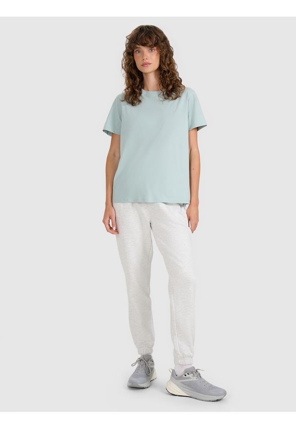 4f - 4F T-shirt regular gładki damski - turkusowy XS. Okazja: na co dzień. Kolor: turkusowy. Materiał: jersey, bawełna. Długość rękawa: krótki rękaw. Długość: krótkie. Wzór: gładki. Sezon: lato. Styl: casual, sportowy, klasyczny