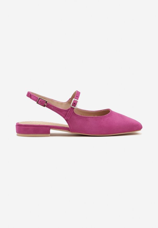 Renee - Fuksjowe Sandały Slingback Vices z Wkładką ze Skóry Naturalnej Sovritia. Okazja: na co dzień, na spotkanie biznesowe, do pracy. Zapięcie: pasek. Kolor: różowy. Materiał: skóra. Sezon: lato. Obcas: na płaskiej podeszwie. Styl: biznesowy, klasyczny, elegancki, casual