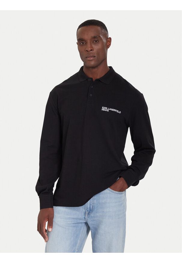 Karl Lagerfeld Jeans Polo A4M17028 Czarny Regular Fit. Typ kołnierza: polo. Kolor: czarny. Materiał: bawełna