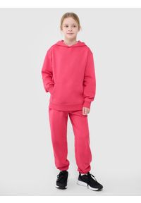 4f - 4F Spodnie dresowe joggery dziewczęce - różowe 158 (12-13 lat). Okazja: na co dzień. Kolor: różowy. Materiał: dresówka. Wzór: gładki, ze splotem. Sezon: lato. Styl: casual, sportowy #1