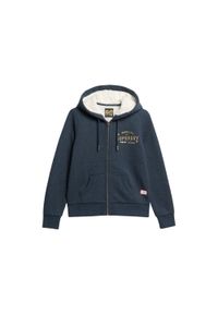 Kurtka z kapturem z zamkiem i metalowym logo dla kobiet Superdry Luxe. Typ kołnierza: kaptur. Kolor: niebieski #1